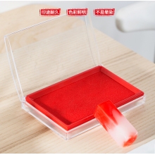 得力(deli)137*88mm透明外殼方形快干印臺(tái)印泥 辦公用品 紅色9864