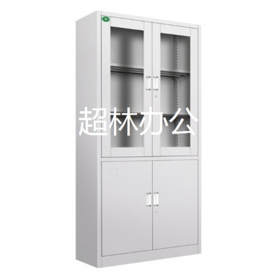 文件柜 高低對開玻璃柜 鐵皮柜1850x900x390mm （鋼板厚度0.8mm）